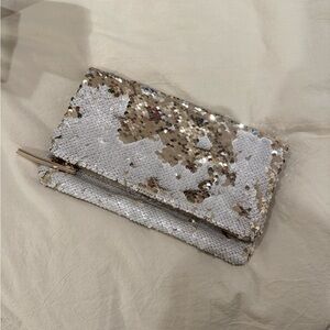 Sequin Clutch Bag - Gold and Silver